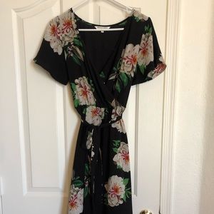 Black floral midi dress